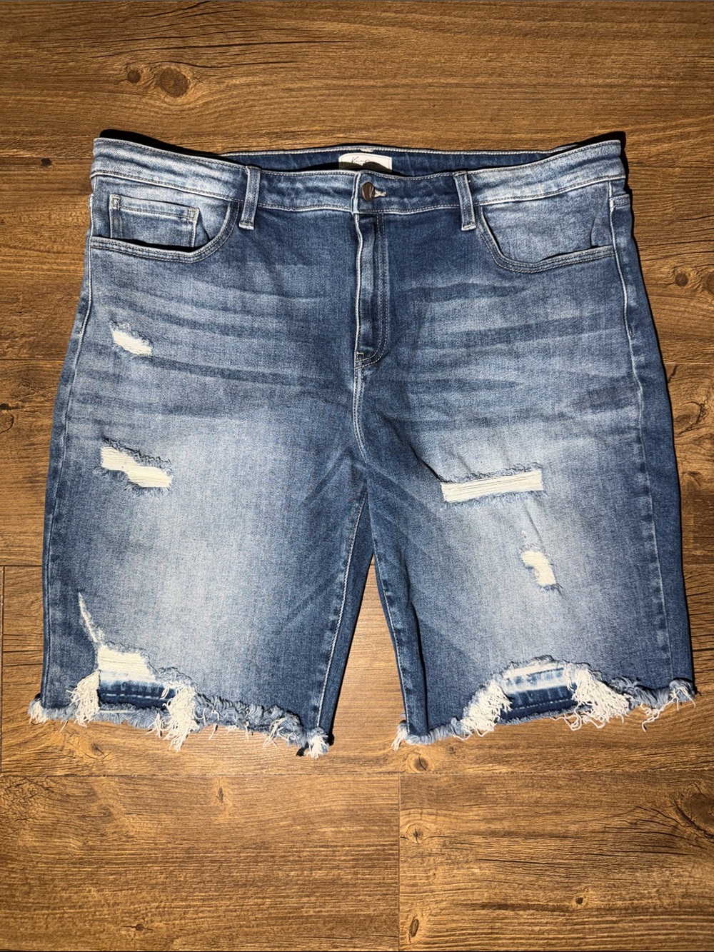 Men's Distressed Denim Shorts - Blue